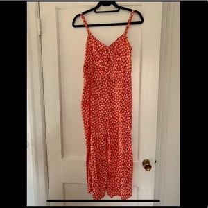 Red And White Floral Jumpsuit